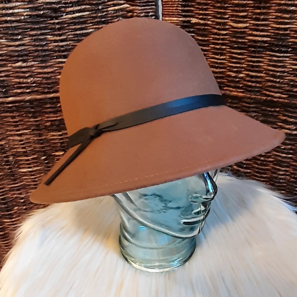 a new day Brown Cloche Hat with Black Band